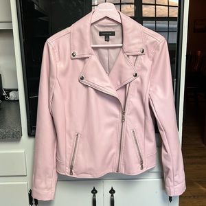 Ann Taylor Faux Leather Moto Jacket in Precious Lilac